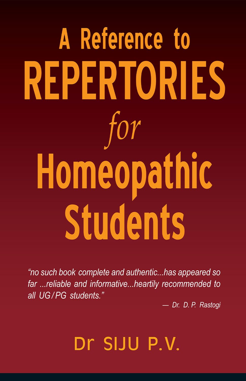 A REFERENCE TO REPERTORIES FOR HOM.STUDENTS book cover