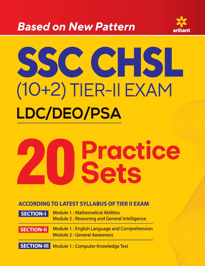 SSC CHSL (10+2) LDC/DEO/PSA Exam (Tier 2) 20 Practice Sets book cover