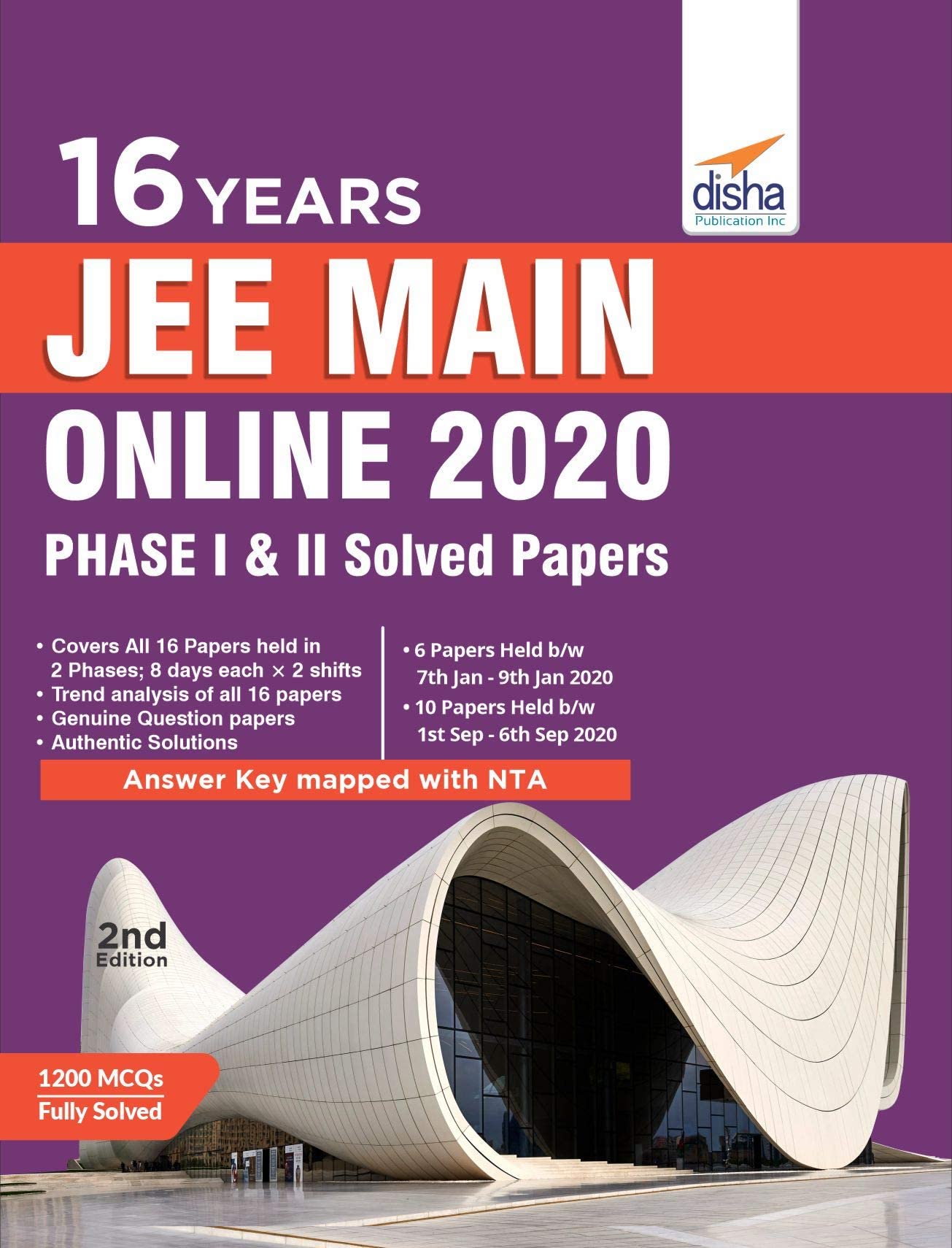 16 JEE Main Online 2020 Phase I & II Solved Papers book cover