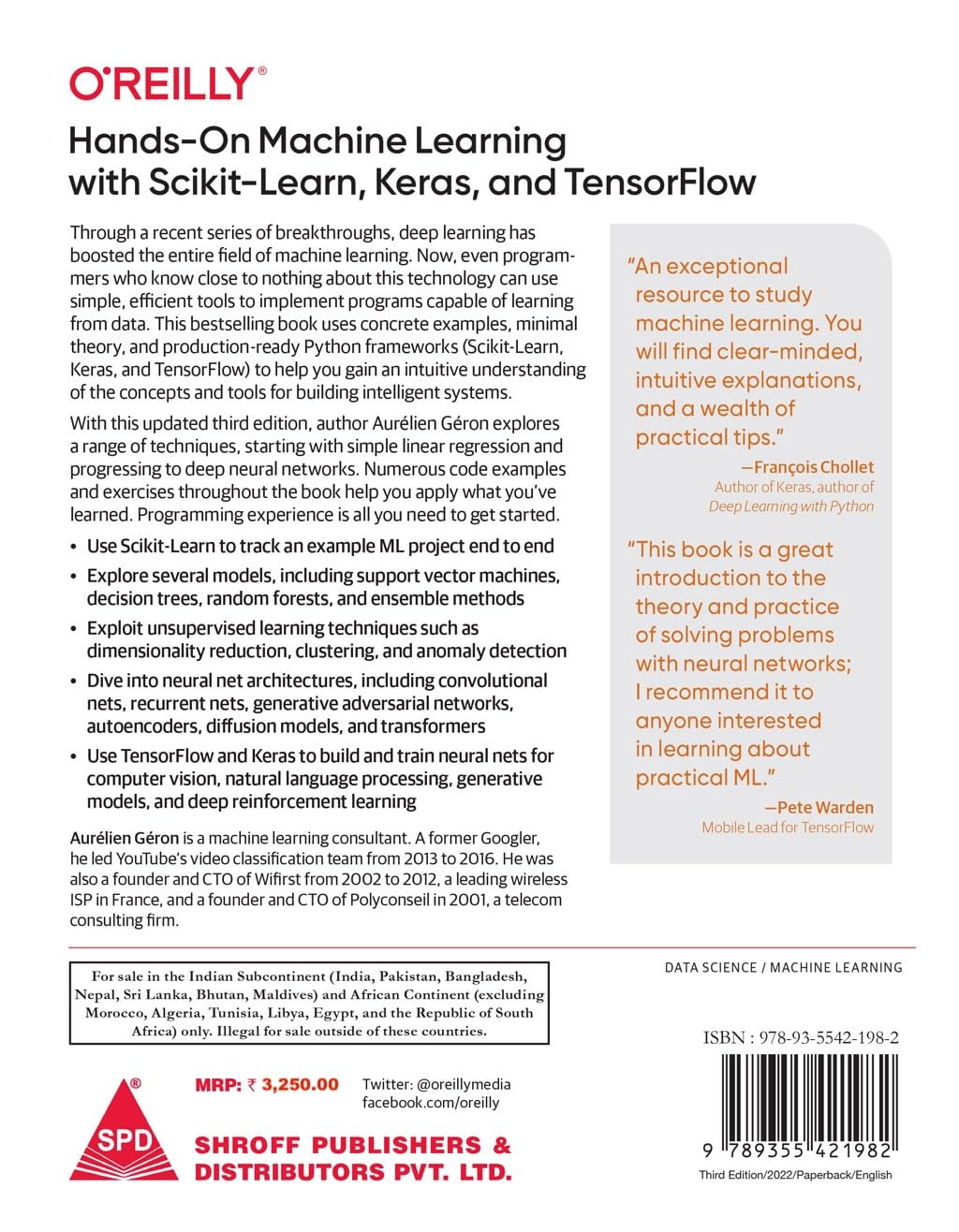 Hands-On Machine Learning with Scikit-Learn, Keras, and TensorFlow: Concepts, Tools, and Techniques to Build Intelligent Systems, Third Edition (Full Colour Print)