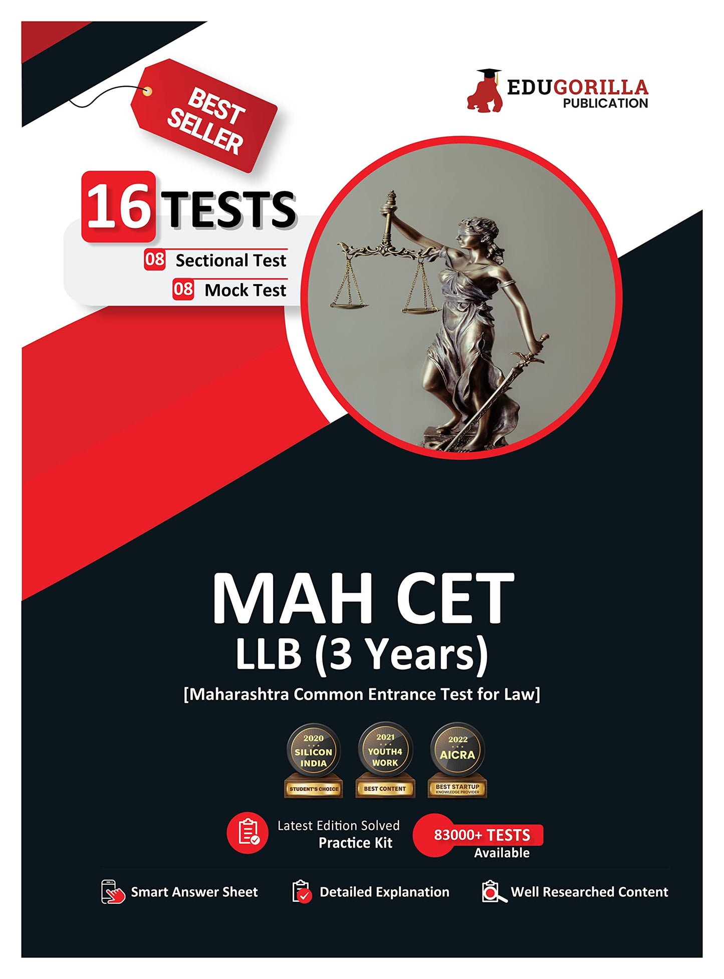 MAH CET LLB 3 Years Exam Prep Book – 8 Full Length Mock Tests & Sectional Tests