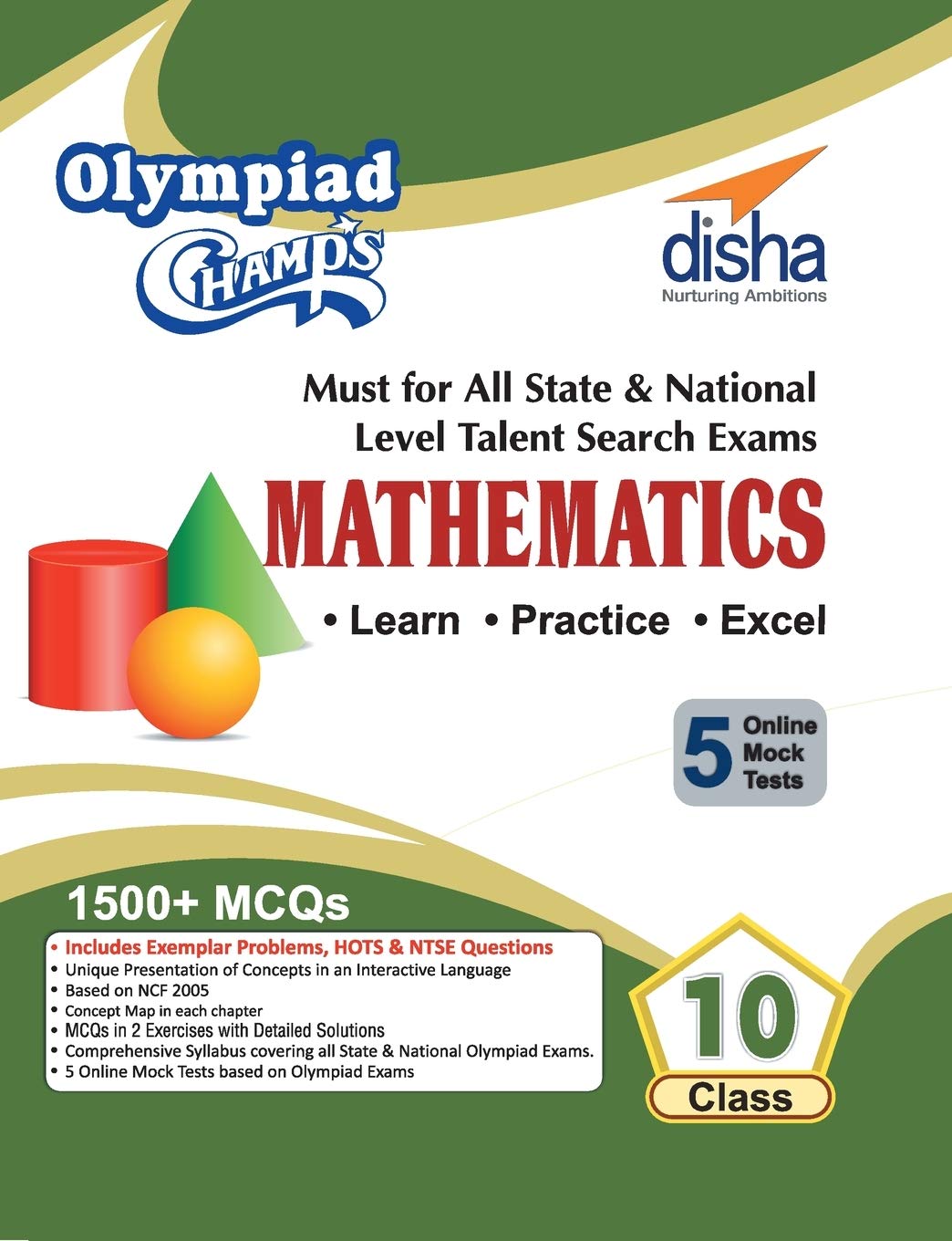 Olympiad Champs Mathematics Class 10 with 5 Mock Online Olympiad Tests by Disha Experts book cover