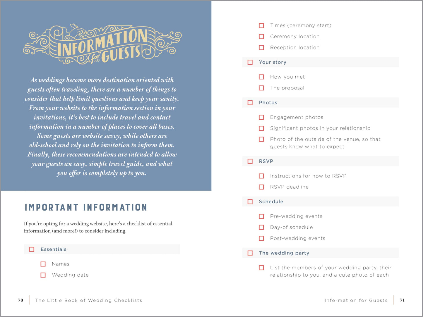 The Little Book of Wedding Checklists: All the Lists and Tips You Need to Plan the Big Day