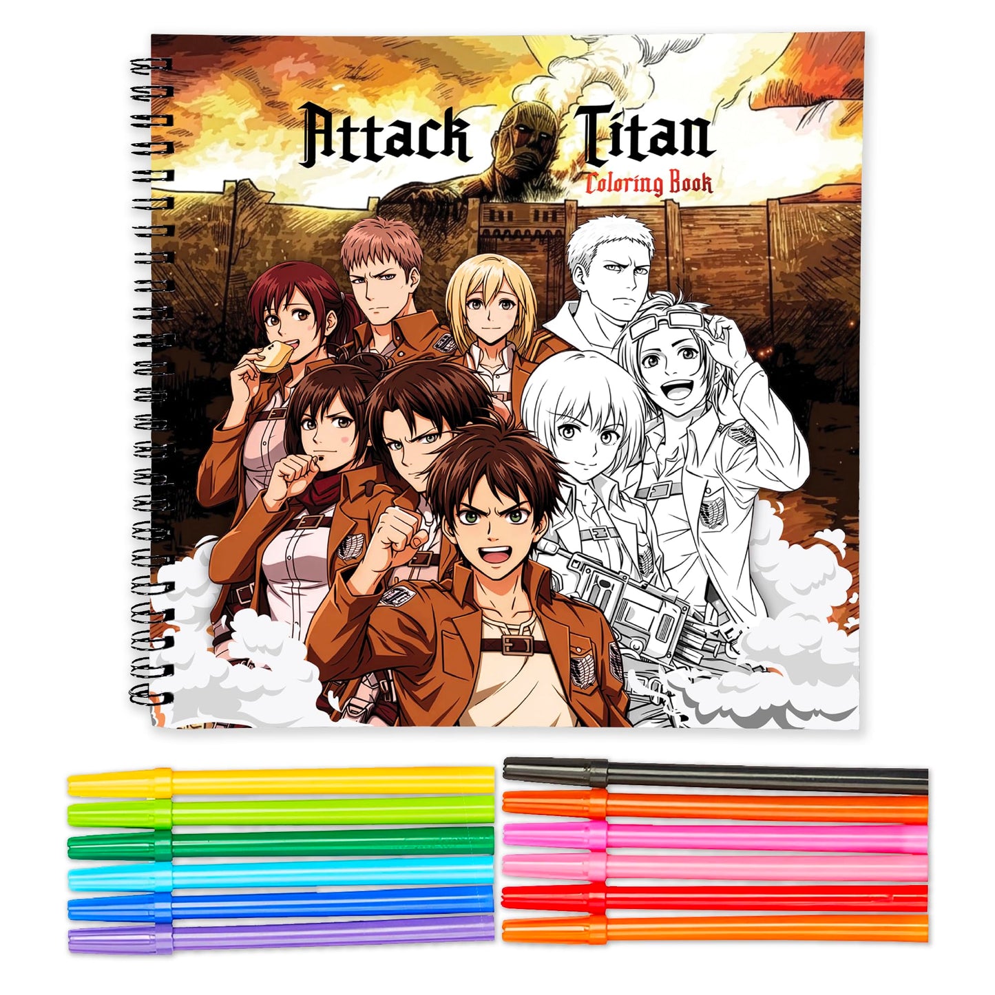 The Crafthives Anime Coloring Book Volume 3 | 24 Detailed Anime Designs with 24 Sketch Pens | Premium 170 GSM Pages | Spiral Bound Hard Cover Coloring Book for Kids Teens Adults