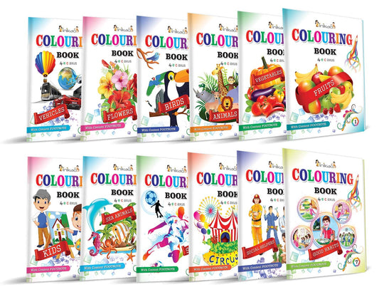 Colouring Books For Kids | Pack of 12 Copy Coloring Activity Book Collections for 3+ Years Children by InIkao (12 Books) : ( beginners step towards drawing )