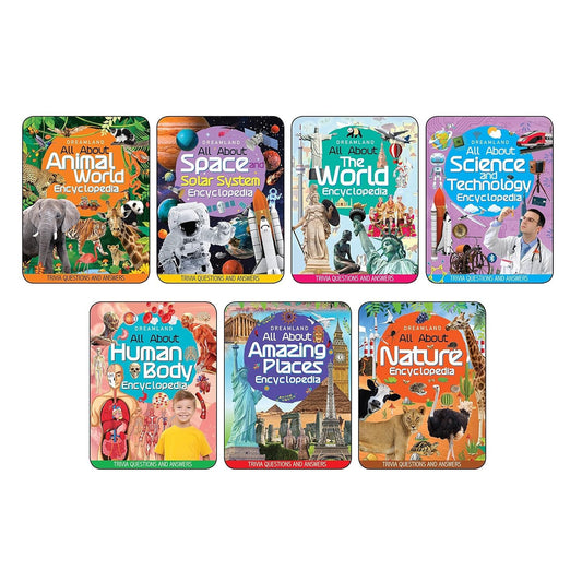 Children Encyclopaedia Books Pack  for Age 5 - 15 Years- All About Trivia Questions and Answers | Animals World, Space and Solar System, The World, Science and Technology, Human Body, Amazing Places, Nature book cover