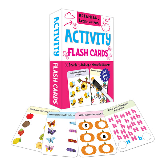Flash Cards Activity - 30 Double Sided Wipe Clean Flash Cards for Kids (With Free Pen) book cover
