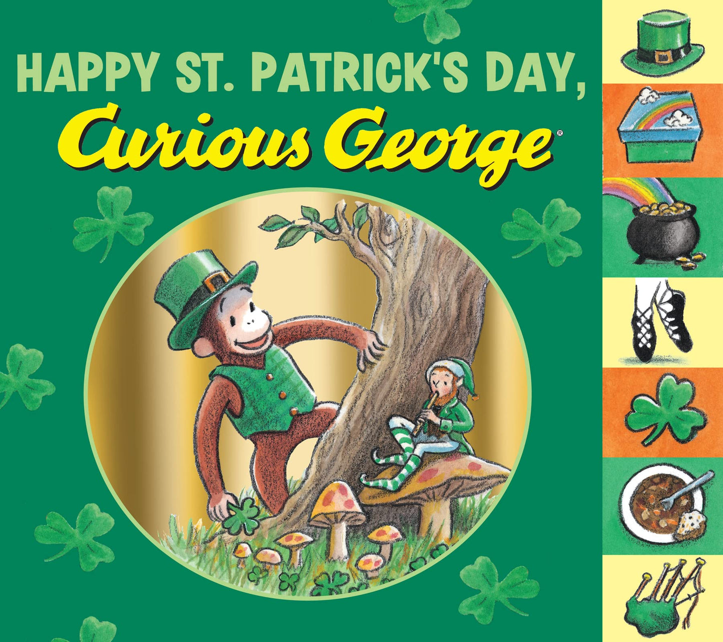 HAPPY ST. PATRICKS DAY, CURIOUS GEORGE TABBED BOARD BOOK book cover