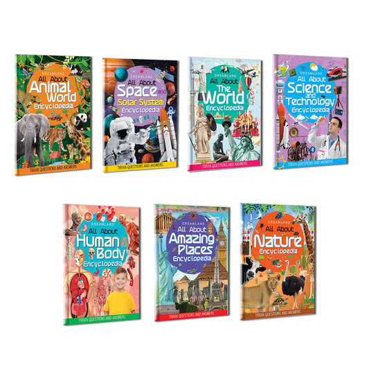 Children Encyclopedia Books Pack for Age 5 - 15 Years- All About Trivia Questions and Answers | Animals World, Space and Solar System, The World, ... Human Body, Amazing Places, Nature