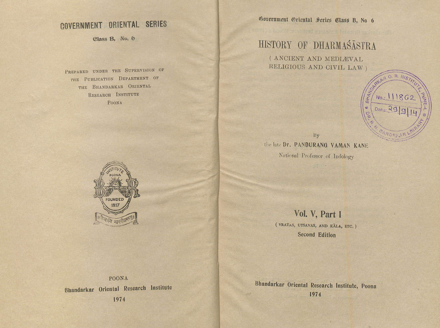 History of Dharmasastra: Vol. 5, Part I book cover
