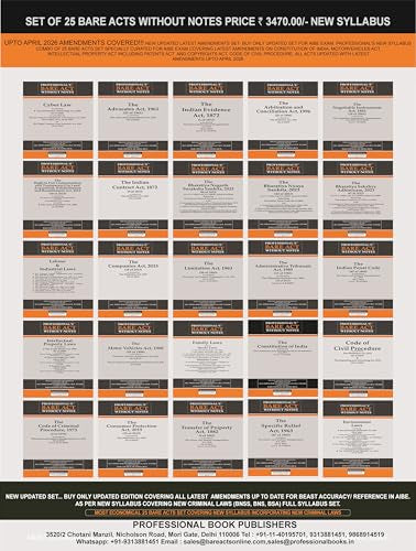 PROFESSIONAL'S AIBE Exam 25 Bare Acts Set without Notes as per New Syllabus, Complete Set of 25 Books Combo as per Bar Council of India Guidelines ... Criminal Laws & Full Syllabus Economy Edition