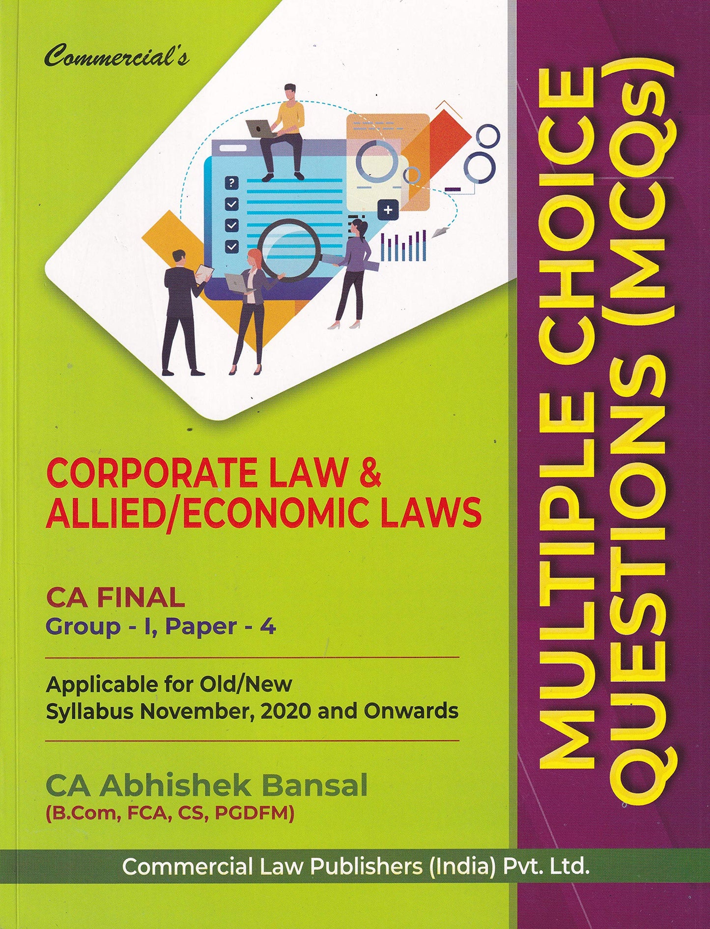 Commercisls Corporate Law & Allied/Economic Laws MCQs CA Final Group-1, Paper-4 book cover
