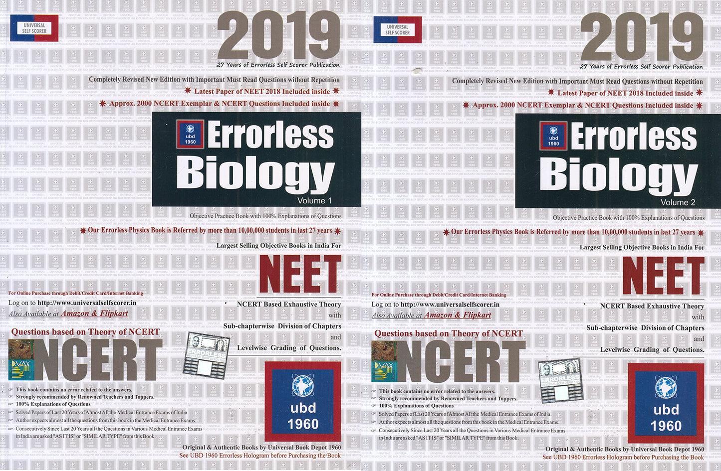 ERRORLESS BIOLOGY VOL -1&2( 2019) book cover