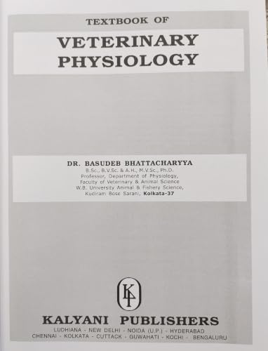 Kalyani Textbook of Veterinary Physiology by Basudeb Bhattacharyya
