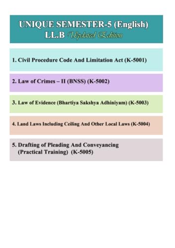 Nitin Prakashans Unique Law Series for CCS University For SEMESTER- 5th With 30 Questions & Answers For LLB Examination. (ENGLISH) EDITION-2025-2026) ... And Conveyancing (Practical Training)