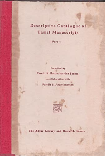 Descriptive catalogue of Tamil manuscripts- Part I book cover