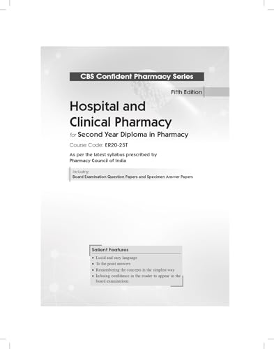 CBS Confident Pharmacy Series | Hospital and Clinical Pharmacy| for Second Year Diploma in Pharmacy 5/e