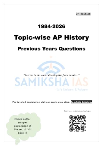 Samiksha IAS APPSC Topic-wise 42 Years AP History PYQs Book, 2nd Edition, 2000+ Topic-Wise Previous Year Questions (1984-2026)