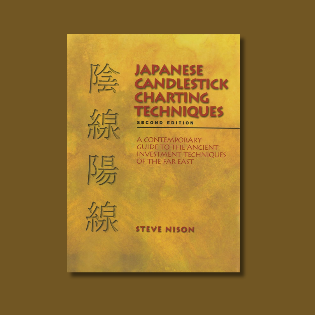 Book cover of 'Japanese Candlestick Charting Techniques' by Steve Nison on a yellow background