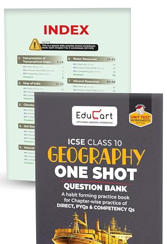 Educart ICSE Class 10 One Shot Question Bank 2027 (Set of 8 Books) | Physics, Chemistry, Maths, Biology, English 1 & 2, Geography, History & Civics | 2026–27 Exam