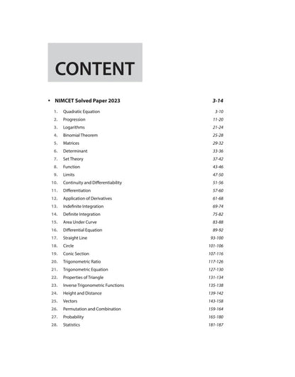 Arihant NIMCET 16 Years Chapterwise & Topicwise Solved Papers Mathematics For 2024 Exams
