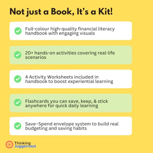 Personal Finance Handbook for Kids Ages 10–14 | Finance Books for Kids with Hands-On Activities and Worksheets | Flashcards, Save Spend Envelopes ... for Kids | Designed by IIT & NIT Alumni