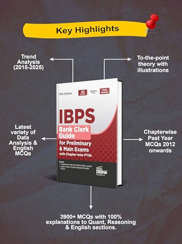 Disha IBPS Bank Clerk Guide for Preliminary & Main Exams with Chapter-wise PYQs 15th Edition | 42 Chapters | 4100+ MCQs | Fully Solved