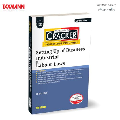 Taxmann's CRACKER for Setting Up of Business Industrial & Labour Laws (Paper 3 | SUBIL) – Fully Solved—ICSI-Pattern Question Bank for CS-Executive | Dec. 2026/June 2027 Exams