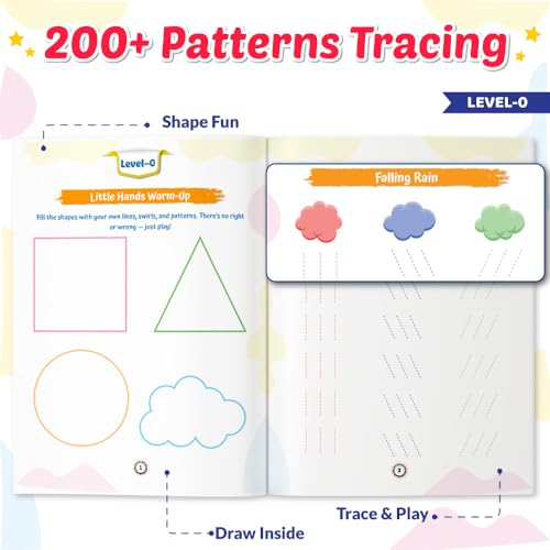 200+ Pattern Tracing Workbook for Kids, Free 500+ Printable Worksheets, Activities and Parenting Tips, Practice Drawing, Tracing Lines, Scribbles, ... and Hand-Eye Coordination, Age 3-5 Years