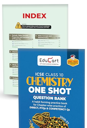 Educart ICSE Class 10 One Shot Question Bank 2027 (Set of 8 Books) | Physics, Chemistry, Maths, Biology, English 1 & 2, Geography, History & Civics | 2026–27 Exam