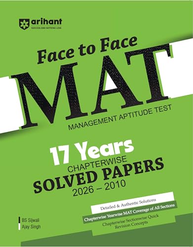 Arihant Face to Face MAT 17 Years Chapterwise Topicwise Solved Papers (2026-2010) | with Detailed Solutions & Trend Analysis | English Medium
