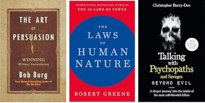 The Laws Of Human Nature + The Art Of Persuasion +Talking With Psychopaths And Savages Psychology & Influence Books Collection