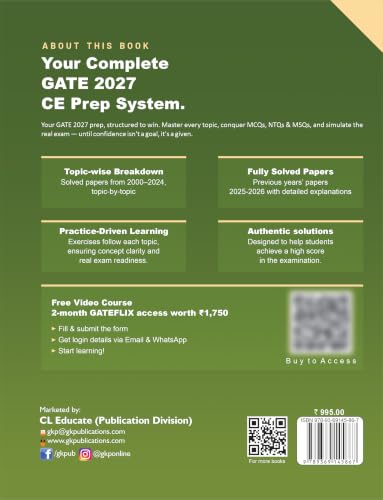 GATE 2027 Civil Engineering | Topic-wise Previous Year Solved Papers (2000–2026) | 27 Years PYQ with Detailed Solutions | MCQs, NTQs & MSQs | GATE CE Topicwise Question Bank