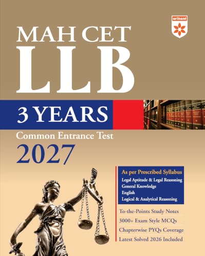 Arihant MAH CET LLB 3 Years Entrance Exam 2027 | Complete Guide for Legal Aptitude, Legal Reasoning, GK, English & Logical Reasoning | 3000+ MCQs, Chapterwise PYQs & Solved Paper 2026