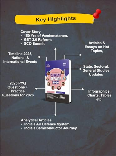 Disha The Yearly Current Affairs 2026 for Competitive Exams - 11th Edition | Previous Year & Practice Questions | UPSC, State PSC, CUET, SSC, Bank PO/ Clerk, BBA, MBA, RRB, NDA, CDS, CAPF, CRPF