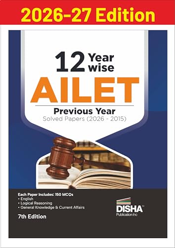 Disha 12 Year-wise AILET Previous Year Solved Papers (2026 - 2015) 7th Edition | All India Law Entrance Test PYQs | Must for SLAT, LSAT, LLB, MH-CET Law 2027 Exams