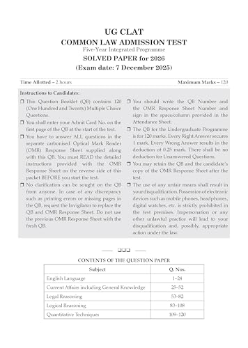 Oswaal CLAT (UG) and AILET| 7 Years' Chapter-wise and Topic-wise Solved Papers| (2020 -2025) | For 2027 Admission Test