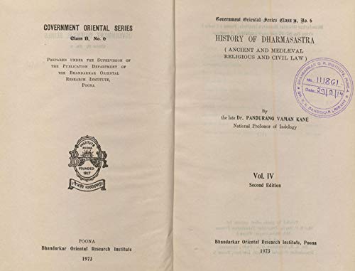 History of Dharmasastra: Vol. 4 book cover