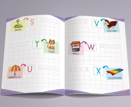 All in One - Writing Practice Fun - Write and Practice Capital Letters, Small Letters, Cursive Writing, Hindi Varnamala and Numbers - Book for Kids 2+ Years Old