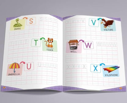 All in One - Writing Practice Fun - Write and Practice Capital Letters, Small Letters, Cursive Writing, Hindi Varnamala and Numbers - Book for Kids 2+ Years Old