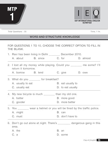 MTG English (IEO) Olympiad Prep Guide Class 4 | Detailed Theory, Exercise with Self Test For Practice | SOF Olympiad Books For Exam 2026-27 (Useful For Level-1 & 2)