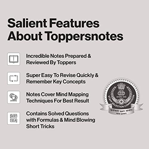 SSC CGL Exam Study Material Notes for Maths, English, General Studies & Reasoning Set of 5 Books in English, ToppersNotes Latest Edition