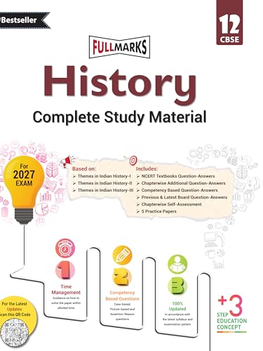 Full Marks History Complete Study Material Class 12 | Based on Themes in Indian History-I, Themes in Indian History-II, Themes in Indian History-III | Includes Chapterwise Summary, Solved Q/A, Practice Papers and More