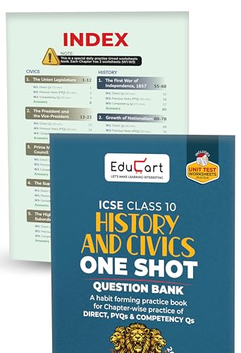 Educart ICSE Class 10 One Shot Question Bank 2027 (Set of 8 Books) | Physics, Chemistry, Maths, Biology, English 1 & 2, Geography, History & Civics | 2026–27 Exam