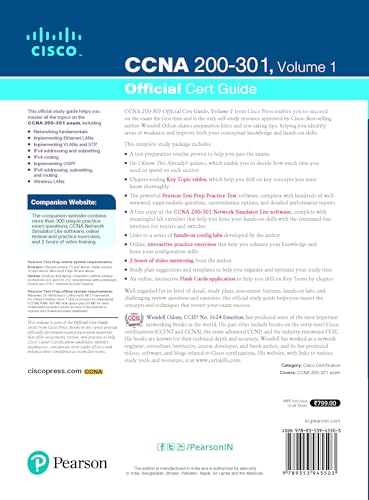 CCNA 200-301 OFFICIAL CERT GUIDE, VOLUME 1