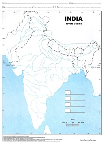 India Political & India Rivers (50 Nos Each) Outline map | A4 Size (100 maps) | Multipurpose map For School/College Assignments/Projects/Practical Paper Print