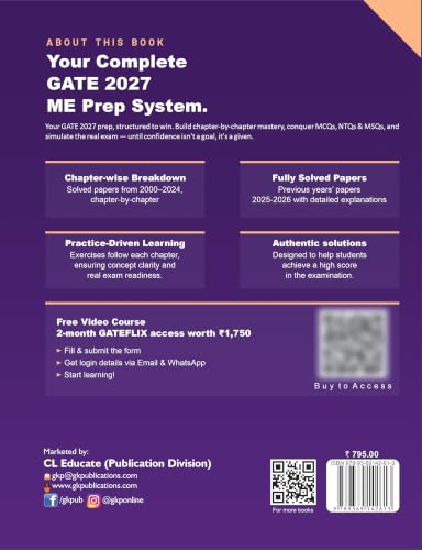 GATE ME 2027 : Mechanical Engineering Chapter-wise Previous Year Solved Papers (2000–2026) | Includes 2026-2024 Latest Solved Papers | 2500+ MCQs, NTQs & MSQs | GATE ME Chapterwise Question Bank