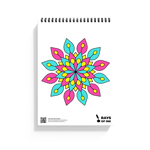 Rays Of Ink Mandala Coloring Book Combo For Young and Adults | Ideal For Stress Relieving, Relaxing & Meditation | Enhances Fine Motor Skills| 120 GSM Thick Paper | Set of 2 (Beginner and Advanced)