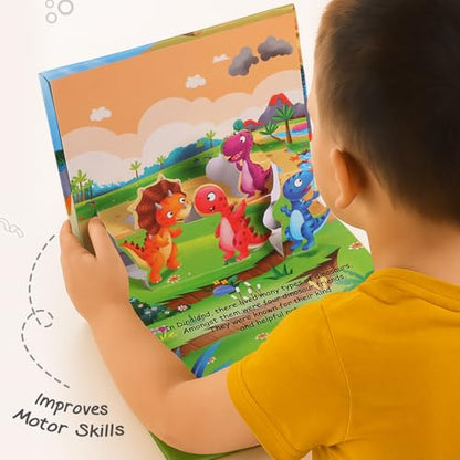 Intelliskills Premium Dino-Mite 3D Pop-Up Story Board Book for Kids, Learning & Educational Book With 5 Interactive Scenes, Fun Activity Books for 2+ Years Old, Birthday Gift, 10 Pages, BIS Certified