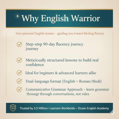 English Warrior – 90-Day English Speaking Course | Master Fluent English in Just 90 Days | Practical Spoken English Book with Free Video Course | By Vidushi Kaushik, Ocean English Academy